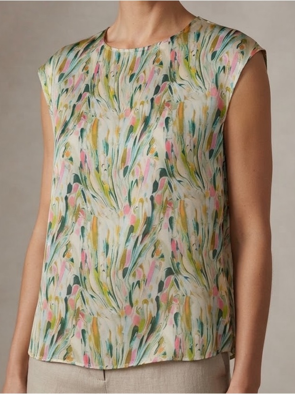 Philosophy Watercolor Silky Cap Sleeve Top M
